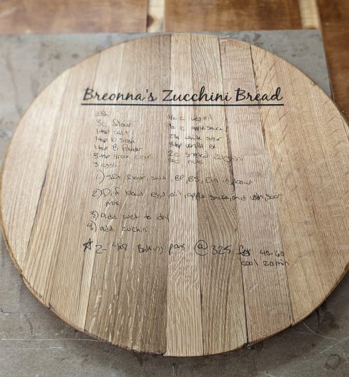 Barrel Head with scanned and engraved handwriting!
